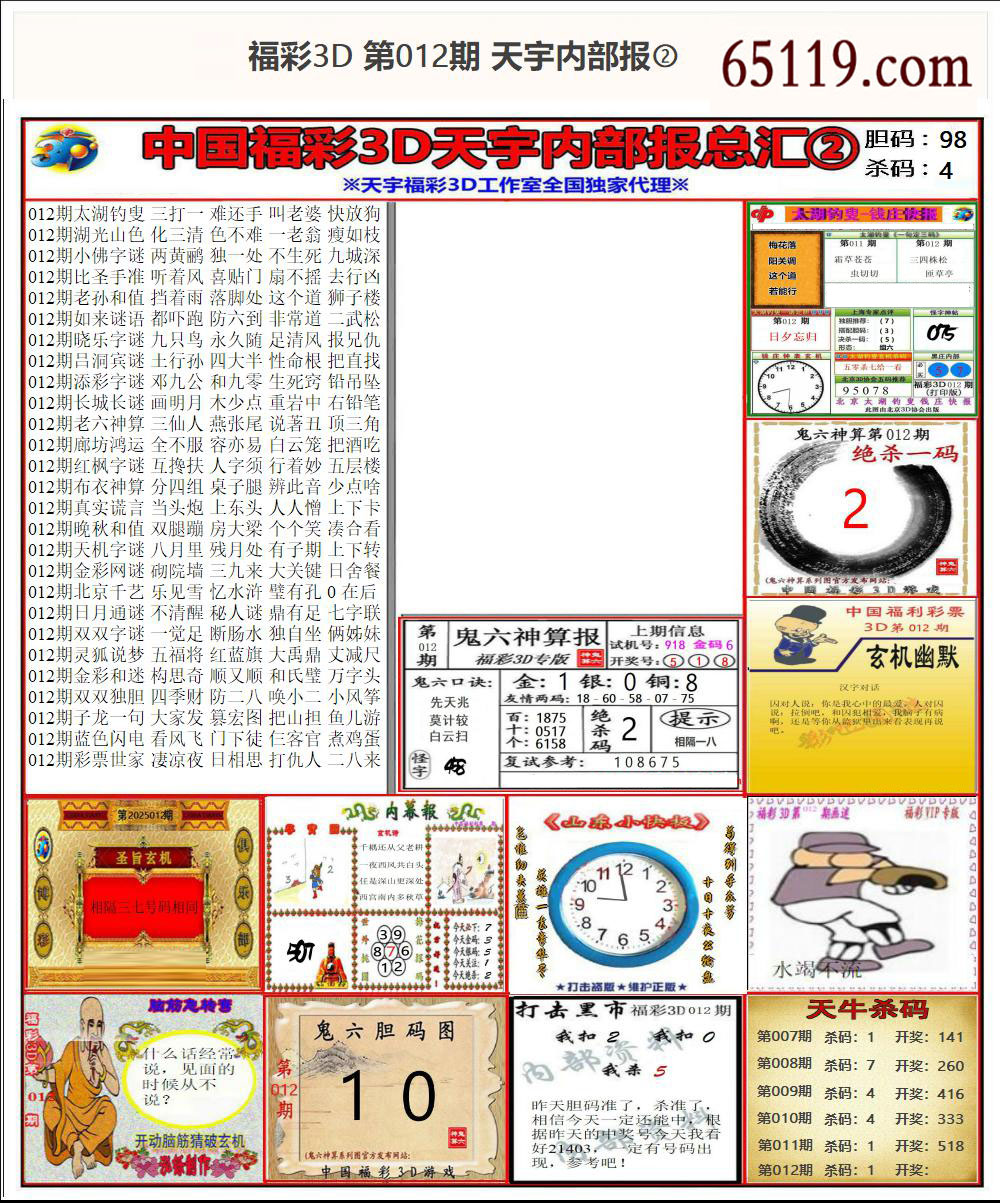 福彩3D天宇内部报②